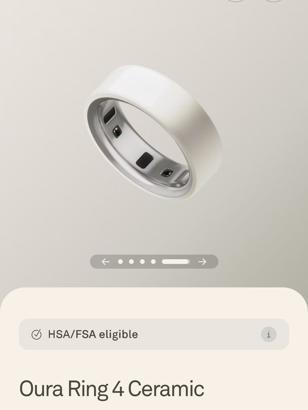 Oura Ring 4 Ceramic — White Wearable Smart Ring